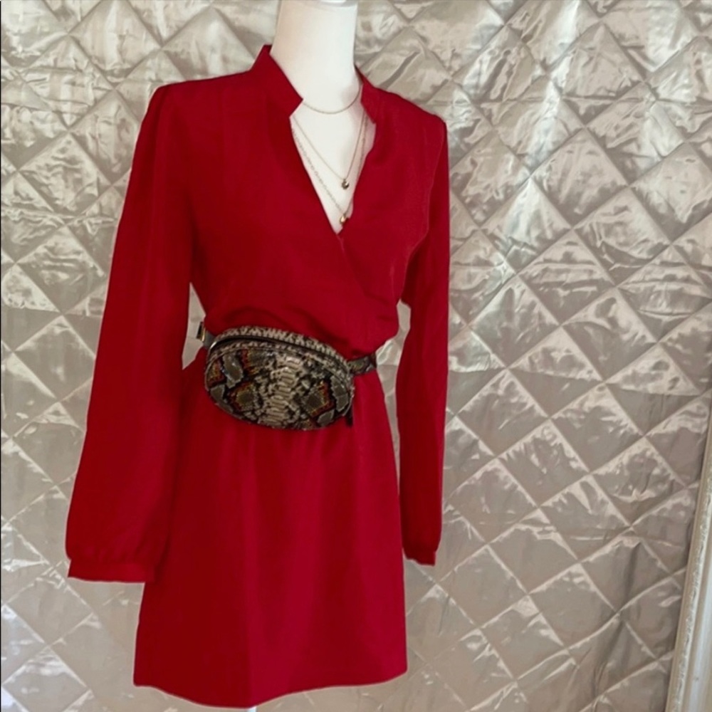 Red Long Sleeve Mini Dress
